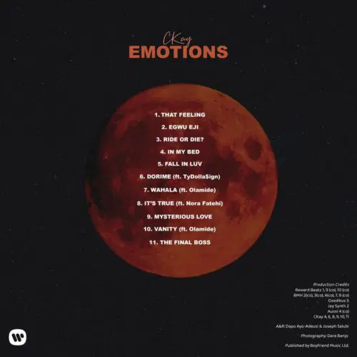 Ckay Unveils Tracklist for Sophomore Album, EMOTIONS