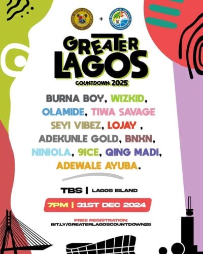 Burna Boy, Wizkid, Olamide, Tiwa Savage, and More to Perform at Greater Lagos Countdown FiestaBurna Boy, Wizkid, Olamide, Tiwa Savage, and More to Perform at Greater Lagos Countdown Fiesta